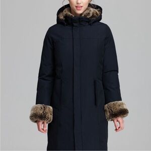 Woolrich Boulder Coat Jacket Down Insulation Rabbit Fur Trim Women Medium Black